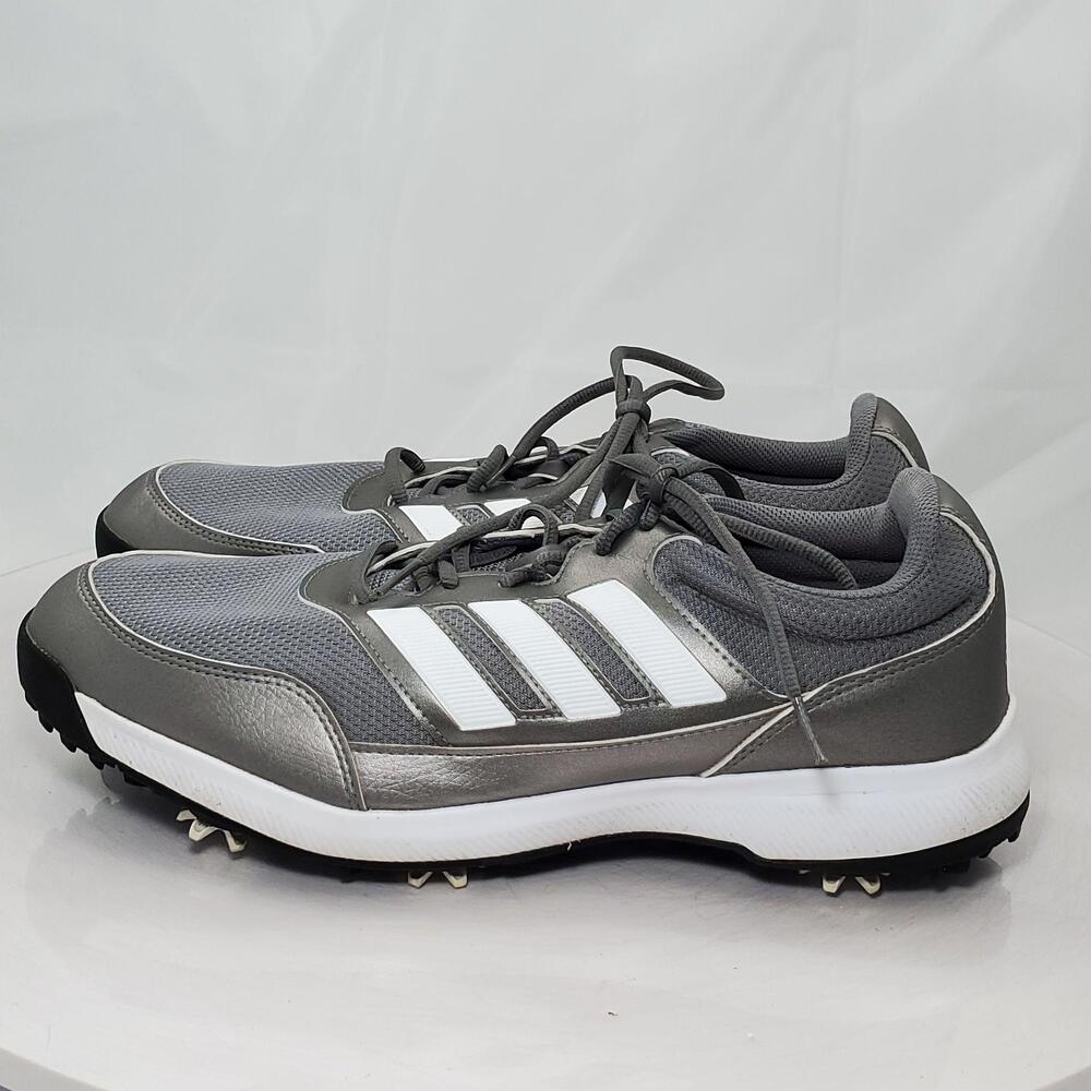 Adidas Golf Shoes Men 12.5 Gray White Mesh Spiked Low Top EE9420 Sneaker